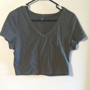 Wild Fable Olive V-Neck Crop Top